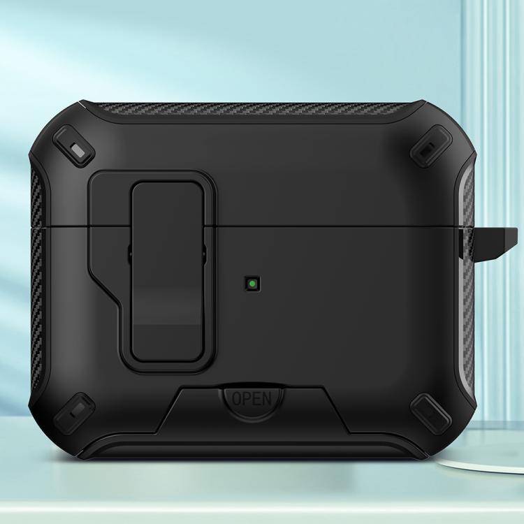 For AirPods Pro Wireless Bluetooth Earphones MagSafe Holder Protective Case(Black)
