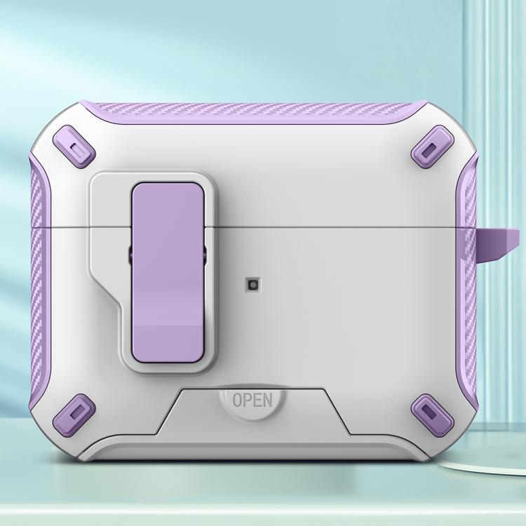 For AirPods Pro Wireless Bluetooth Earphones MagSafe Holder Protective Case(White Purple)