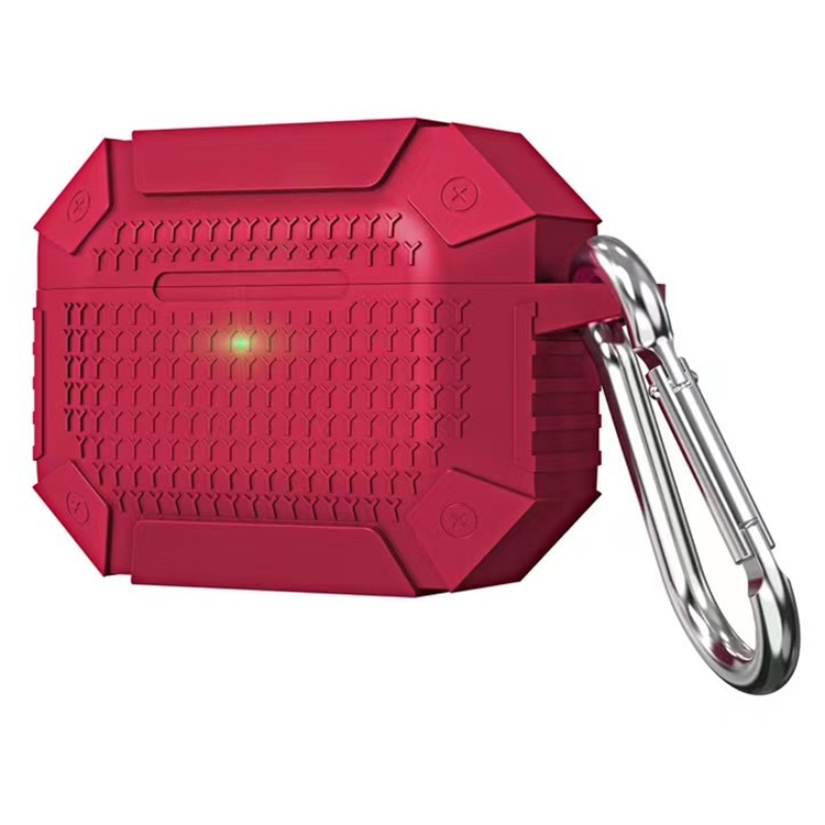 For AirPods Pro Wireless Earphones Shockproof Armor Protective Case(Red)