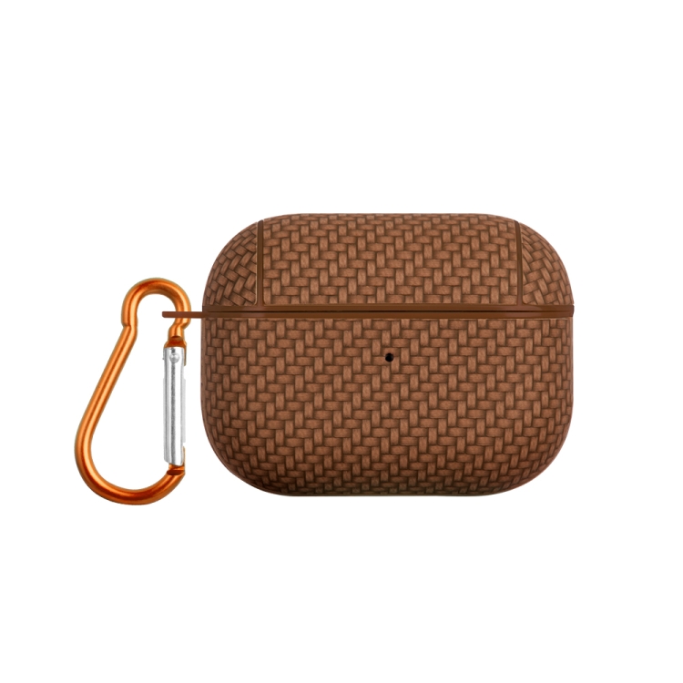 For AirPods Pro Woven Skin Texture PC TWS Earphone Protective Case(Brown)