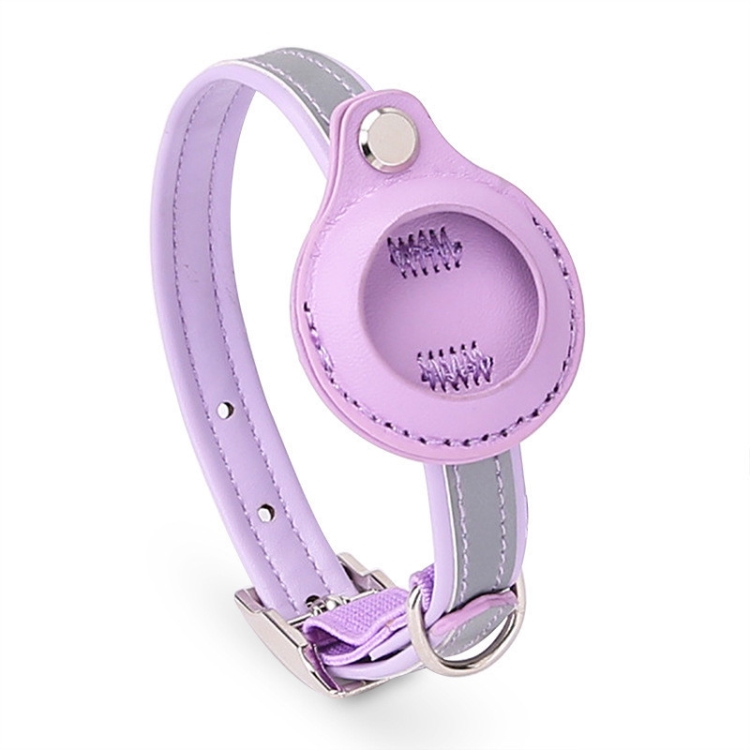 For AirTag 2nd Gen / AirTag 1st Gen Tracker Protective Cover Pet PU Collar, Specification: M(Purple)