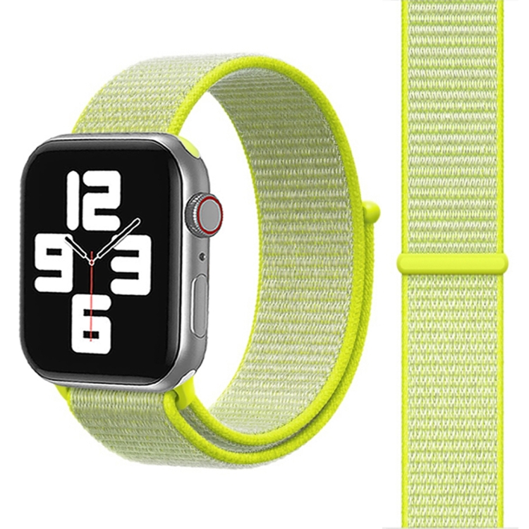 For Apple Watch 46mm / 49mm / 45mm / 44mm Simple Fashion Nylon Watch Band with Magic Stick(Fluorescent Green Light)