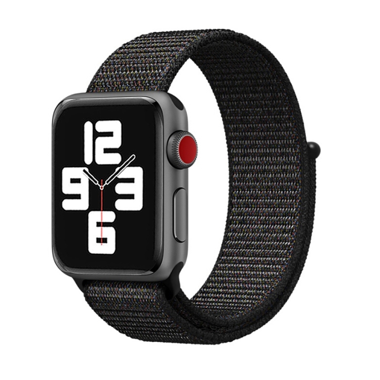 For Apple Watch 46mm / 49mm / 45mm / 44mm Simple Fashion Nylon Watch Band with Magic Stick(Nightfall Black)