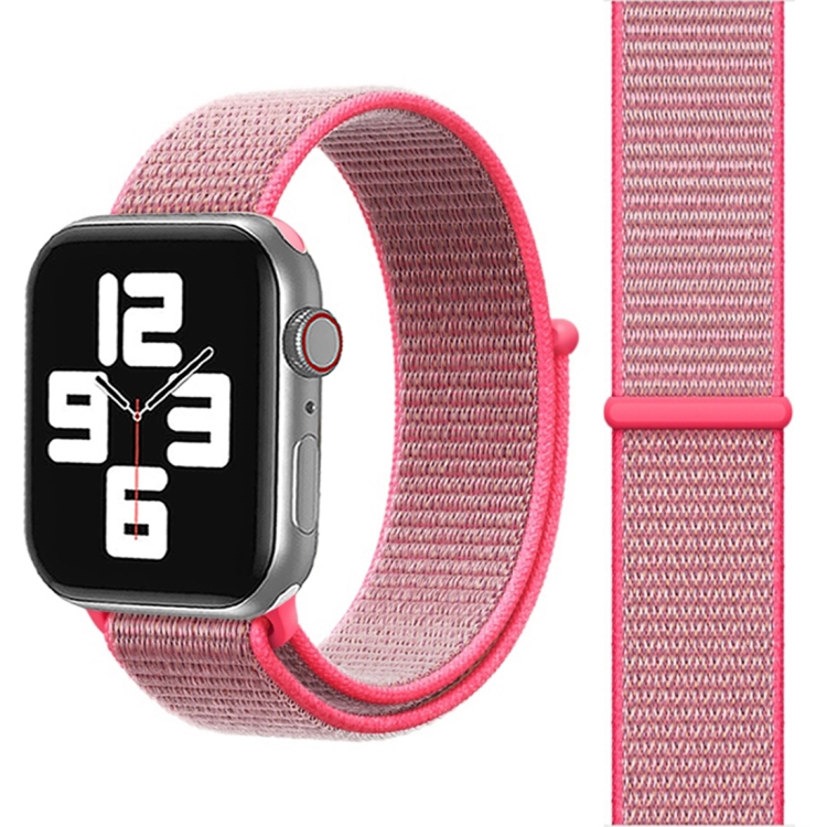 For Apple Watch 46mm / 49mm / 45mm / 44mm Simple Fashion Nylon Watch Band with Magic Stick(Pink)