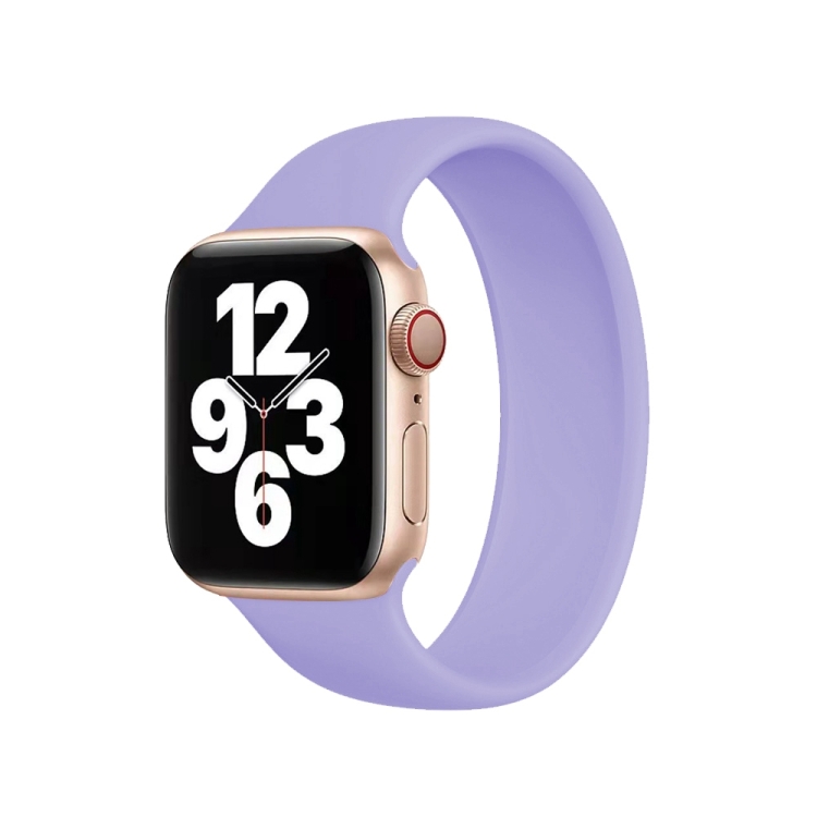For Apple Watch Series 10 42mm / 9&8&7 41mm / SE 3&SE 2&6&SE&5&4 40mm / 3&2&1 38mm Solid Color Elastic Silicone Watch Band, Size:L 156mm (British Lavender)