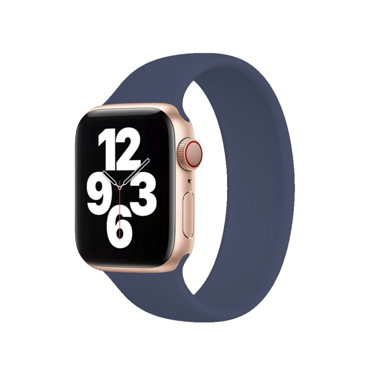 For Apple Watch Ultra 49mm&Watch Ultra 2 49mm / Series 10 46mm / 9&8&7 45mm / SE 3&SE 2&6&SE&5&4 44mm / 3&2&1 42mm Solid Color Elastic Silicone Watch Band, Size:M 143mm (Deep Blue)