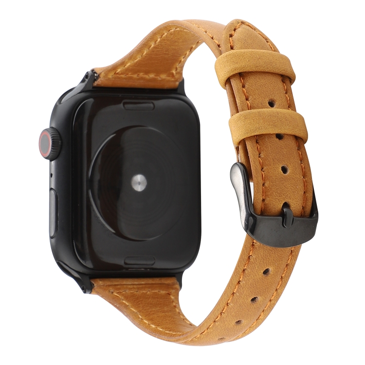 For Apple Watch Ultra 49mm&Watch Ultra 2 49mm / Series 9&8&7 45mm / SE 3&SE 2&6&SE&5&4 44mm / 3&2&1 42mm Crazy Horse Texture Genuine Leather Strap(Light Brown)