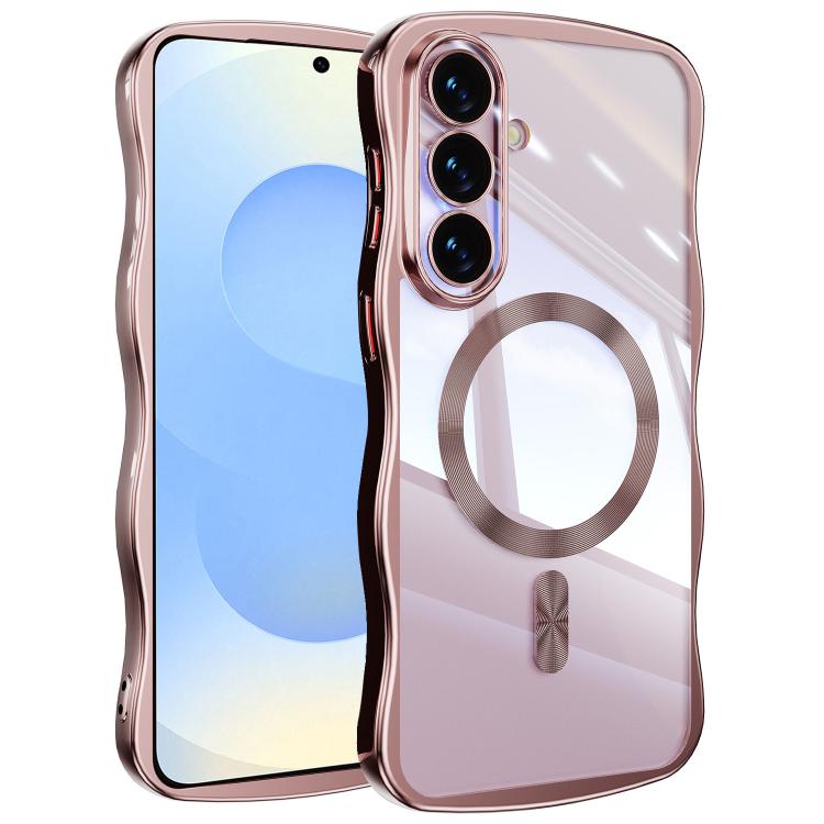 For Galaxy S26 5G Big Wave Electroplating MagSafe Magnetic Phone Case(Pink)