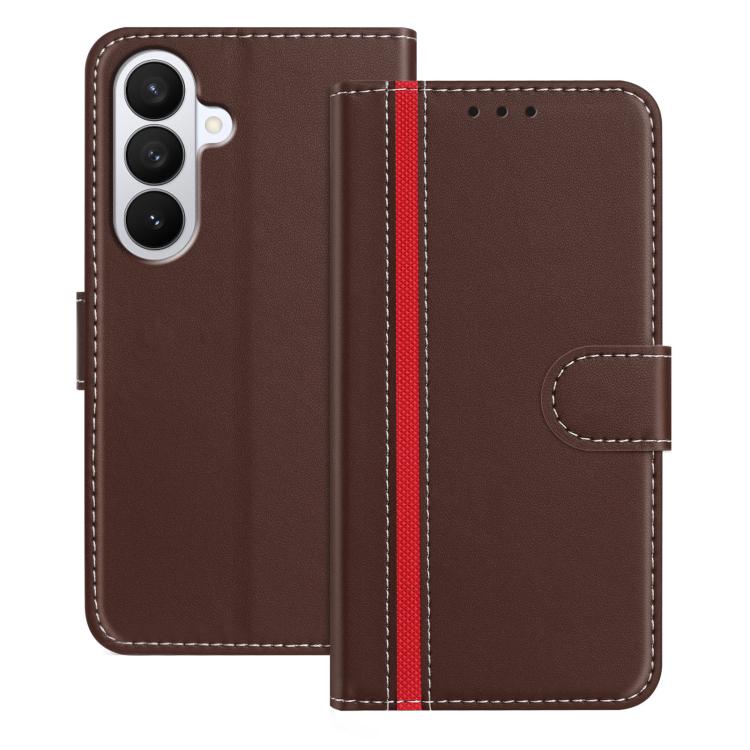 For Galaxy S26 5G Color Block Card Slots Vegan Leather Phone Case(Brown)