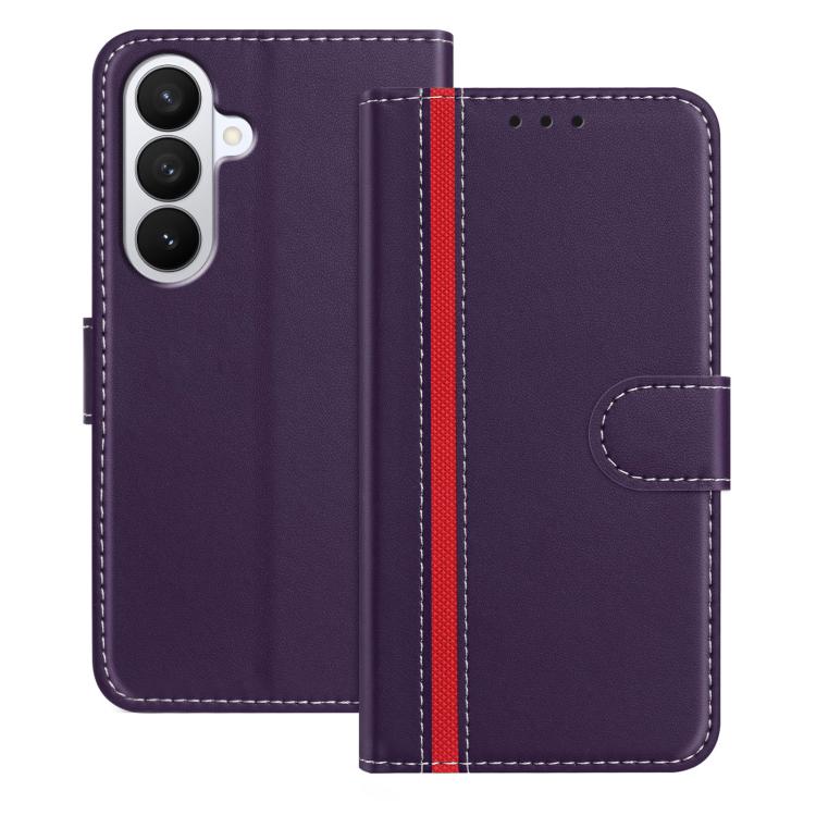 For Galaxy S26 5G Color Block Card Slots Vegan Leather Phone Case(Purple)