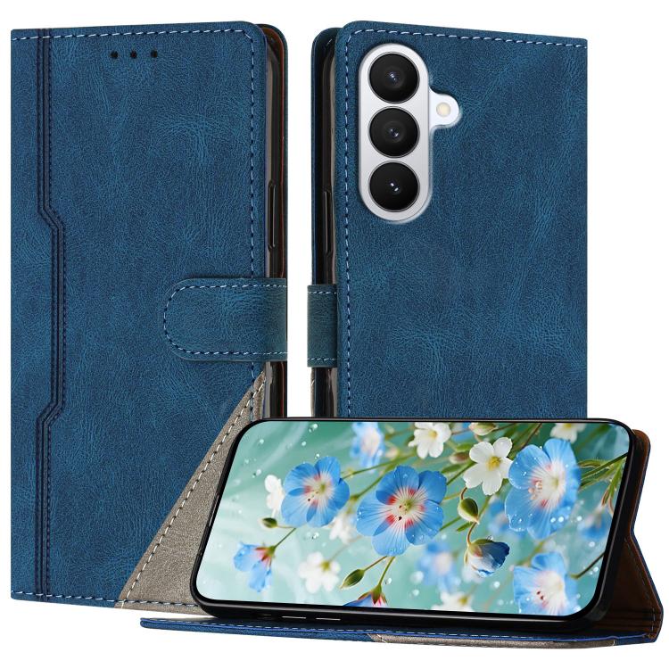 For Galaxy S26 5G Color Matching Buckle Clasp Vegan Leather Phone Case(Blue)
