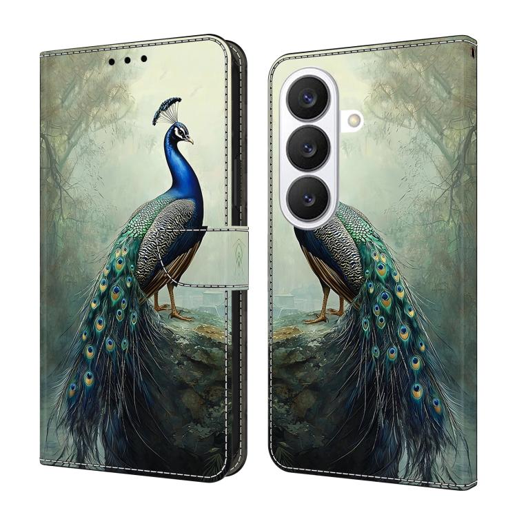 For Galaxy S26 5G Crystal-Like Painted Vegan Leather Phone Case(Peacock)