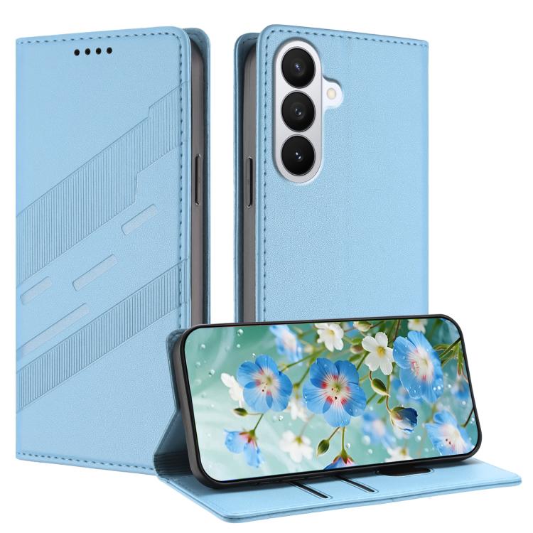 For Galaxy S26 5G Embossed Multi-functional Wallet Retro Leather Phone Case(Light Blue)