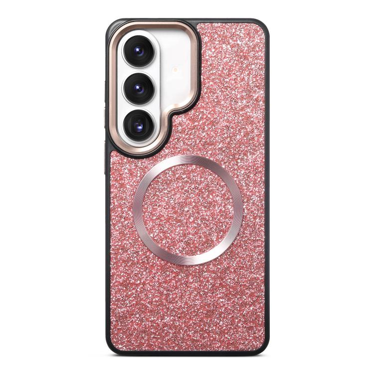 For Galaxy S26 5G Glitter Airbag Shockproof Magnetic Phone Case(Pink)