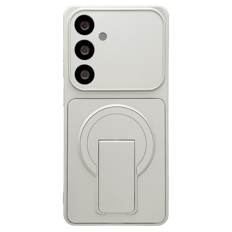 For Galaxy S26 5G Instantly Transforms Into 17 Pro Invisible Holder Magnetic Phone Case(Silver)