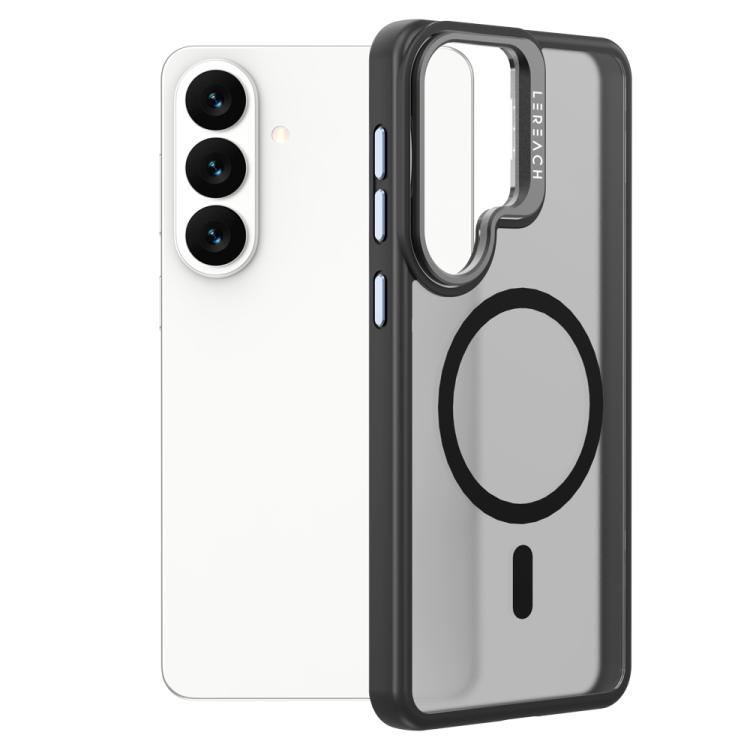For Galaxy S26 5G LeReach Le-Luster Series Metal Lens Kickstand Magnetic Phone Case(Black)