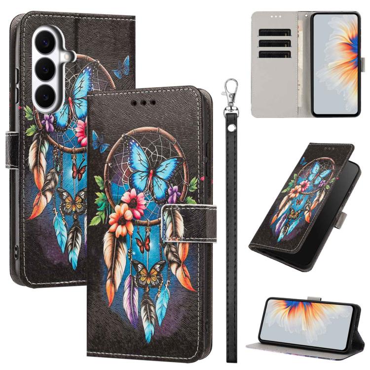 For Galaxy S26 5G Painted Pattern Vegan Leather Phone Case with Strap(Dreamcatcher)