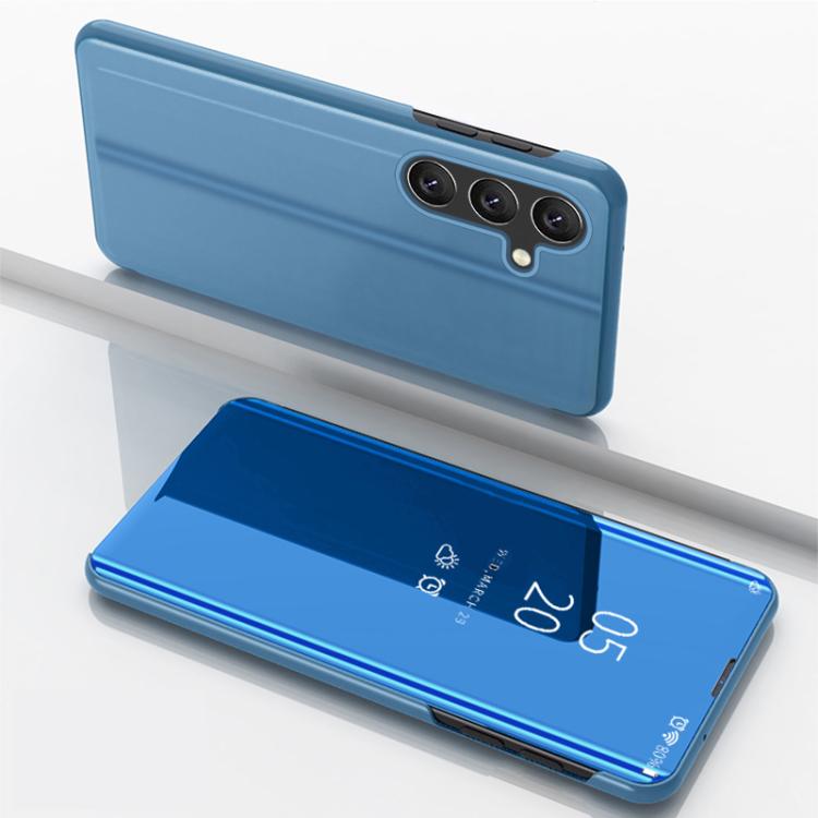 For Galaxy S26 5G Plated Mirror Horizontal Flip Leather Phone Case with Holder(Blue)