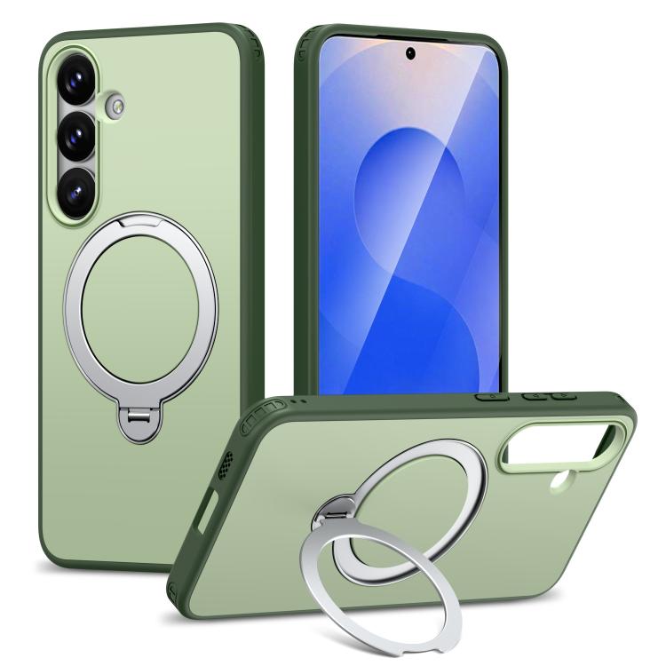 For Galaxy S26 5G Rotating Holder TPU + PC Magnetic Shockproof Phone Case(Green)