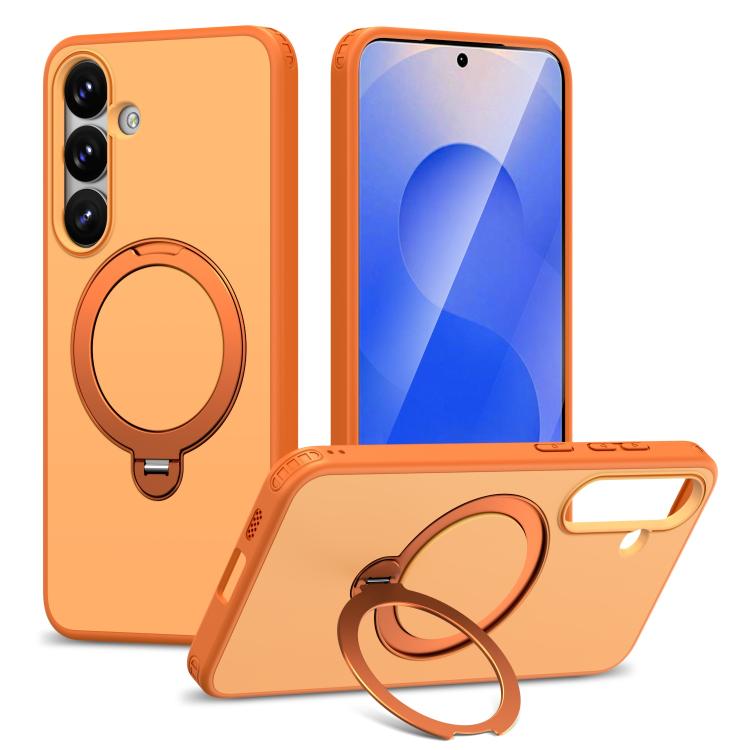 For Galaxy S26 5G Rotating Holder TPU + PC Magnetic Shockproof Phone Case(Orange)