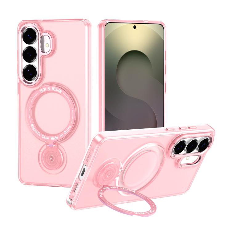 For Galaxy S26 5G Rotation Holder MagSafe Phone Case(Pink)