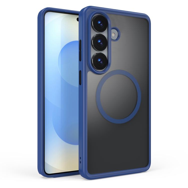 For Galaxy S26 5G Skin Feel Series Matte Color Contrast Magnetic PC Hybrid TPU Phone Case(Blue)