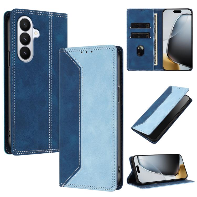 For Galaxy S26 5G Skin Feel Two-tone RFID Blocking Vegan Leather Phone Case(Light Blue)