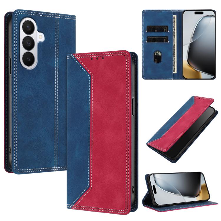For Galaxy S26 5G Skin Feel Two-tone RFID Blocking Vegan Leather Phone Case(Red)