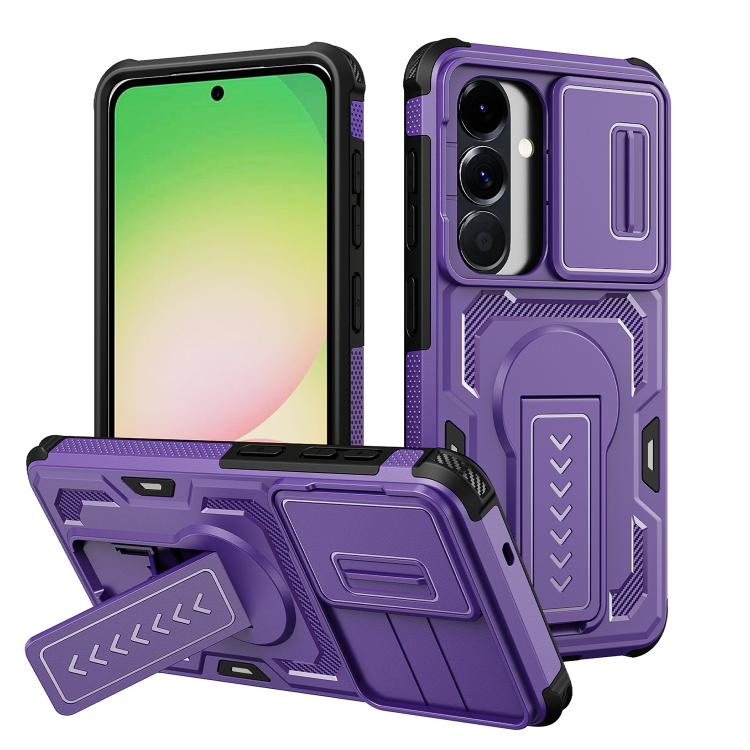 For Galaxy S26 5G Slid Camera Shield Invisible Holder PC Hybrid TPU Phone Case(Purple)