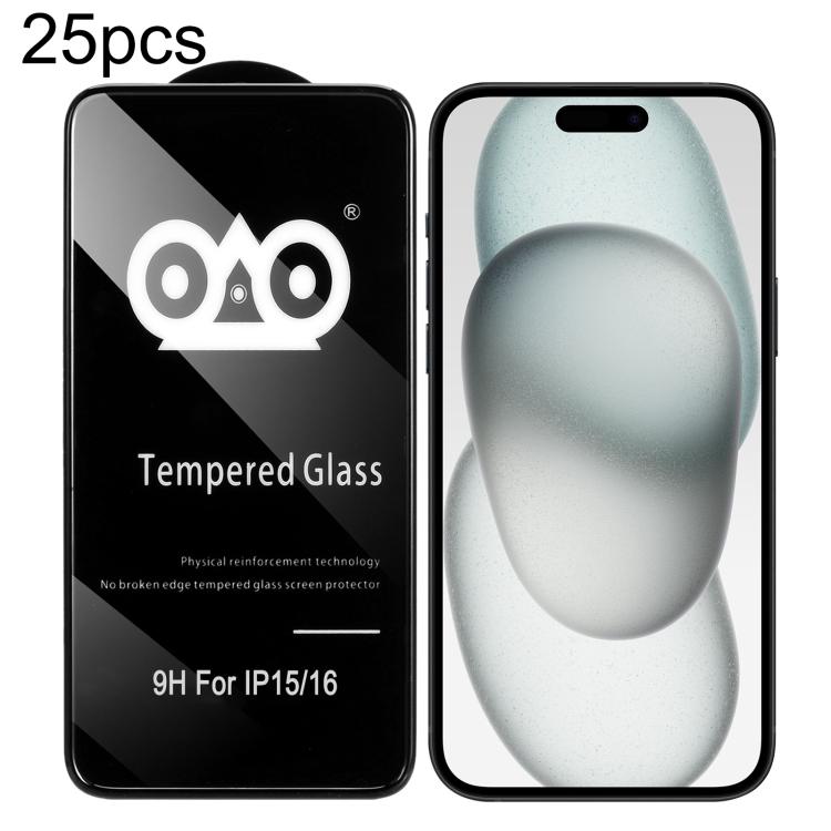 For iPhone 16 / 15 25pcs Shockproof Anti-breaking Edge Airbag Tempered Glass Film