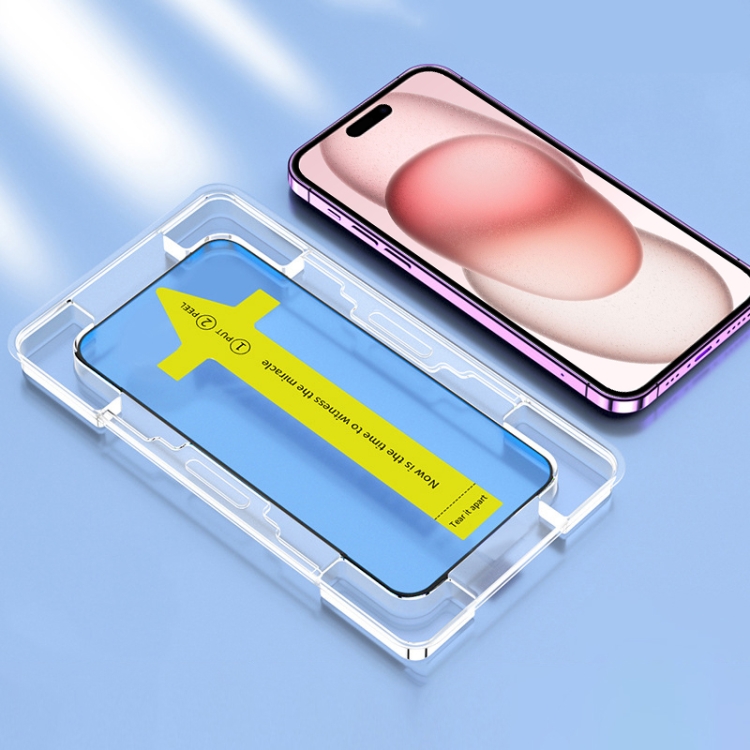 For iPhone 16 / 15 HD Fast Attach Dust-proof Anti-static Tempered Glass Film