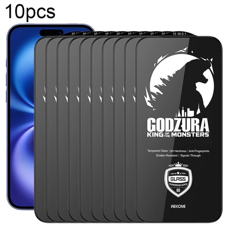 For iPhone 16 / 15 WK WTP-124 10pcs 6D Curved Ultra-Fine Edge HD Full-Screen Tempered Glass Film(Transparent)