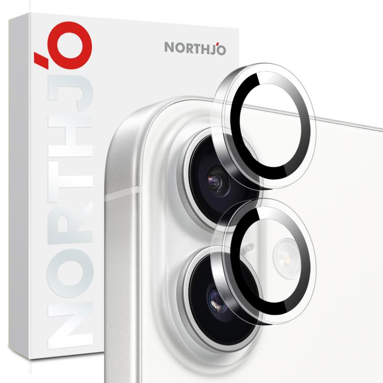 For iPhone 16 / 16 Plus NORTHJO Camera Lens Protector Clear Ring Tempered Glass Film(Clear)