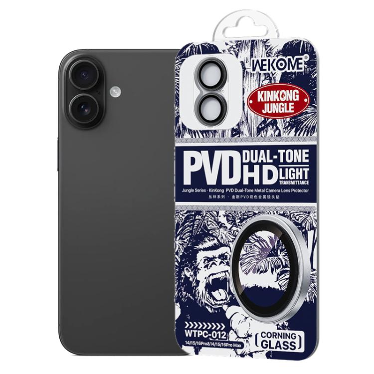 For iPhone 16 / 16 Plus WK WTPC-012 Jungle Series Kinkong PVD Dual-color Metal Lens Protector Film(Black)