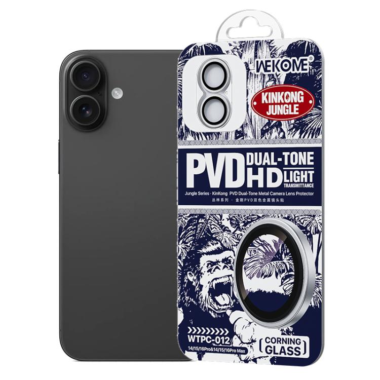 For iPhone 16 / 16 Plus WK WTPC-012 Jungle Series Kinkong PVD Dual-color Metal Lens Protector Film(Silver)
