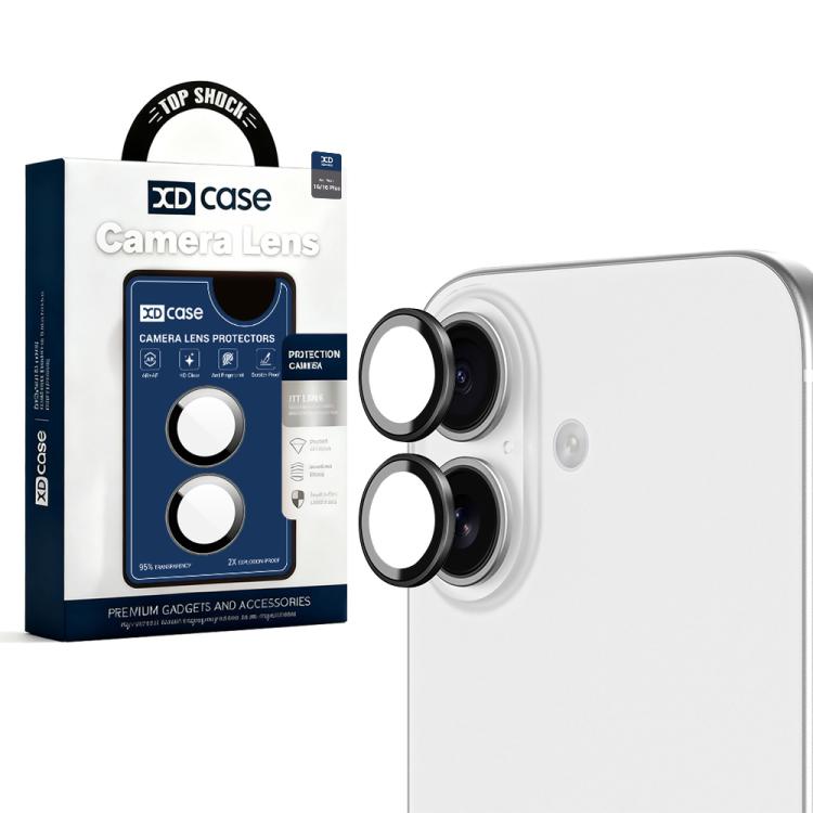 For iPhone 16 / 16 Plus XDcase AF + AR Hawkeye Camera Lens Protector with Alignment Tool(Black)