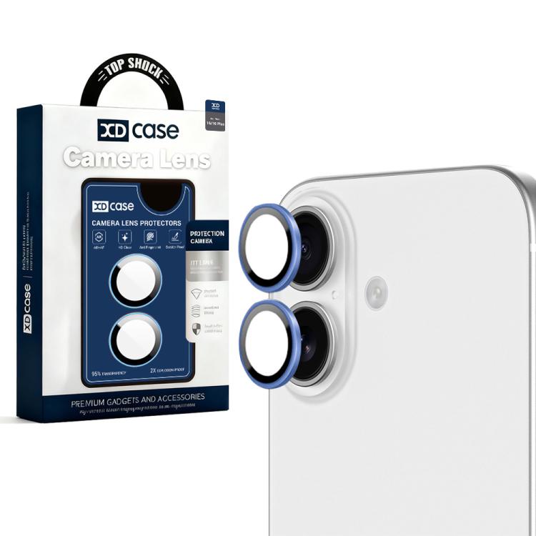 For iPhone 16 / 16 Plus XDcase AF + AR Hawkeye Camera Lens Protector with Alignment Tool(Light Blue)