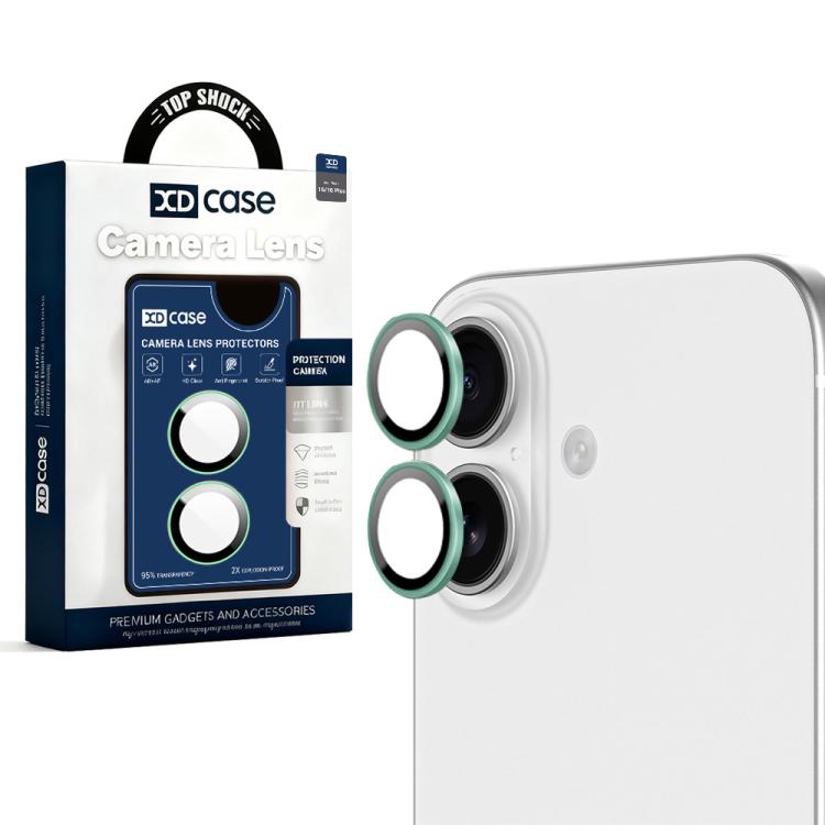 For iPhone 16 / 16 Plus XDcase AF + AR Hawkeye Camera Lens Protector with Alignment Tool(Light Green)