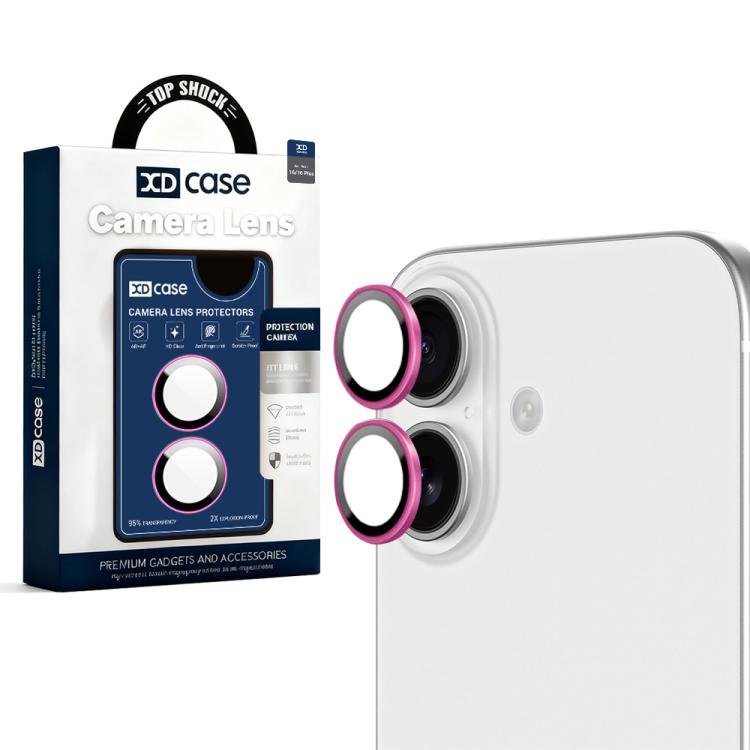For iPhone 16 / 16 Plus XDcase AF + AR Hawkeye Camera Lens Protector with Alignment Tool(Rose Pink)