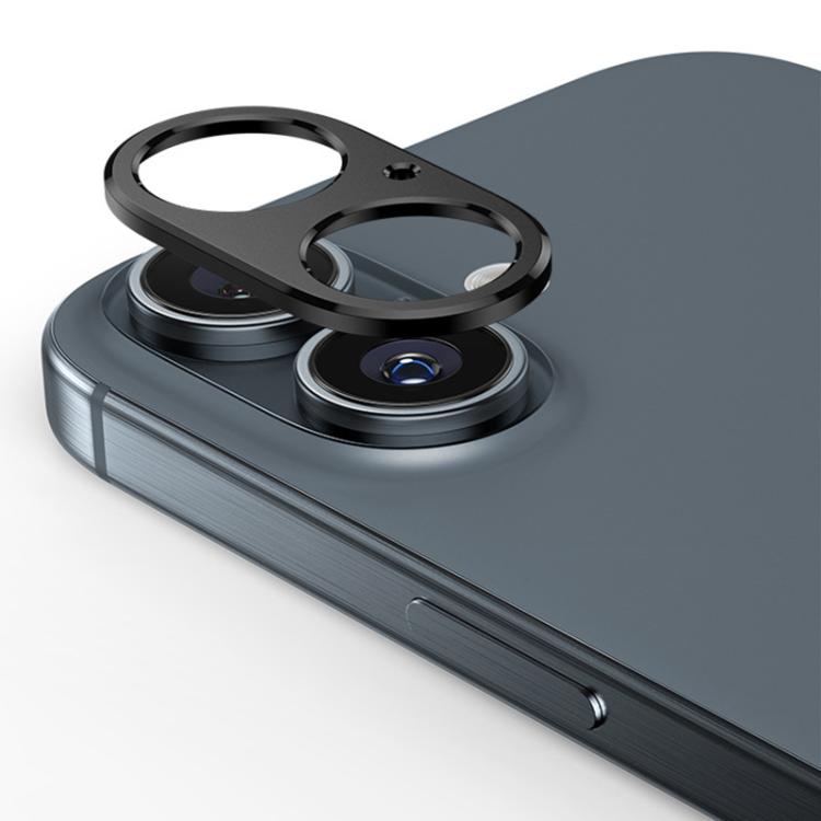 For iPhone 16 / 16 Plus XDcase Titanium Alloy Hollow Camera Lens Protector(Black)