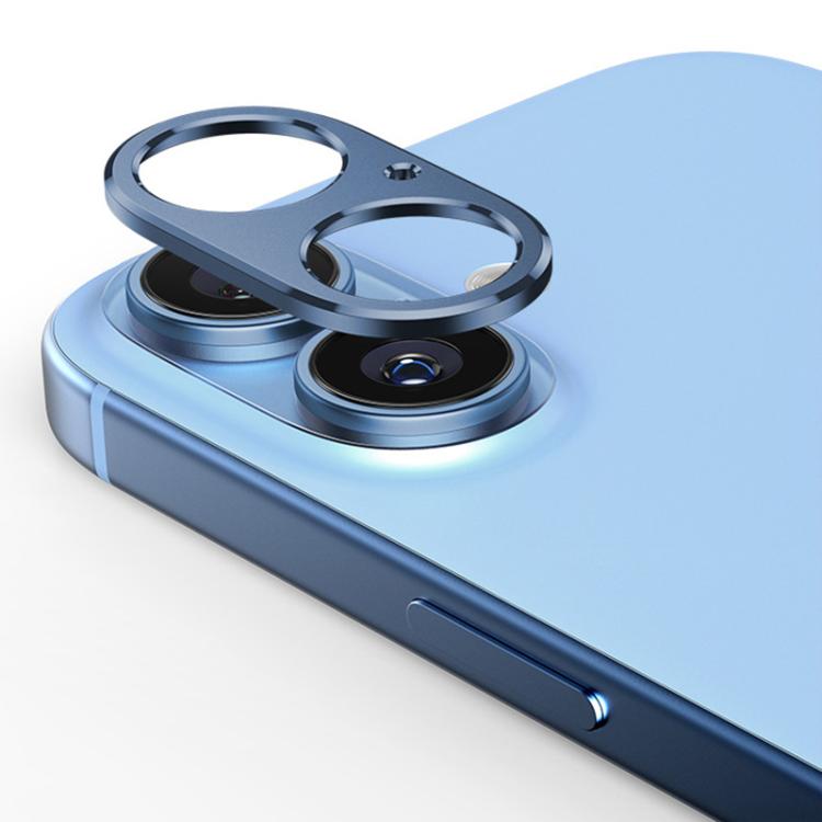 For iPhone 16 / 16 Plus XDcase Titanium Alloy Hollow Camera Lens Protector(Blue)