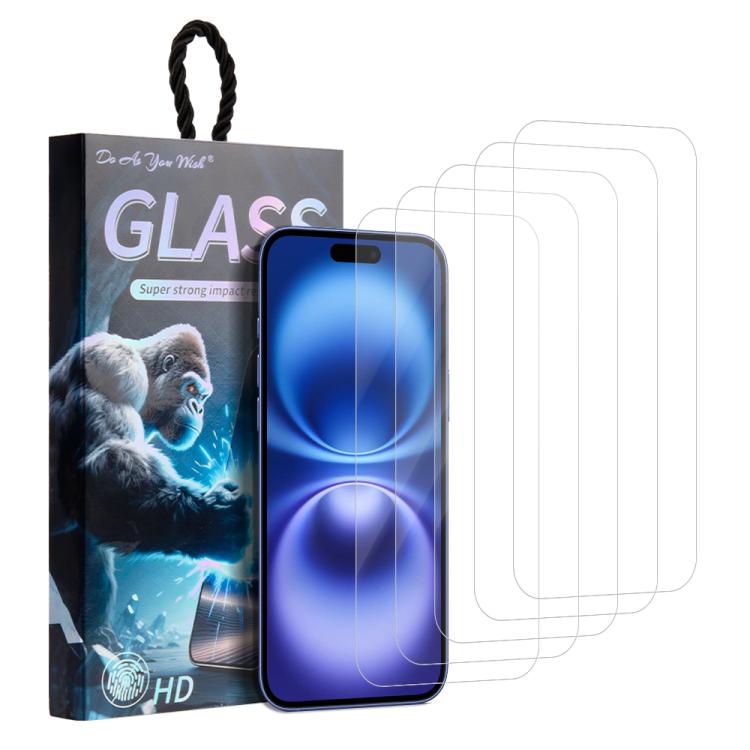 For iPhone 16 5pcs / Pack Do As You Wish HD Tempered Glass Film(Transparent)