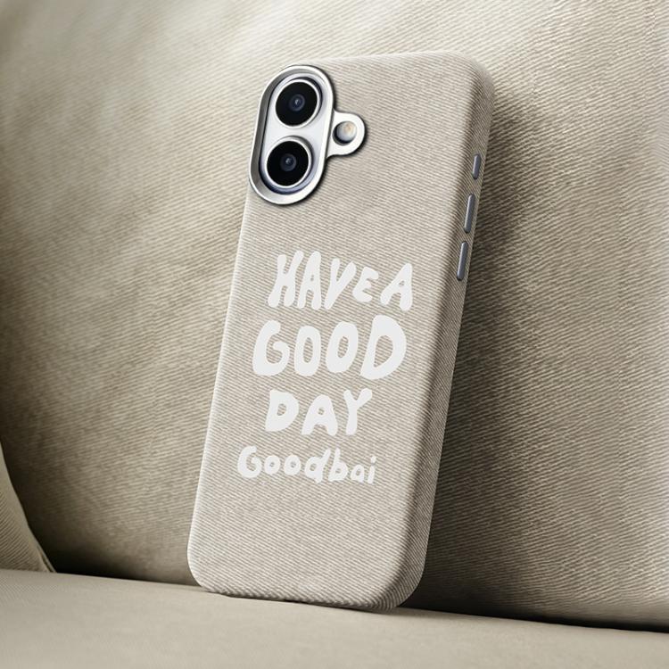 For iPhone 16 Beautiful Series Denim Texture Full Coverage Magnetic Phone Case(Beige)
