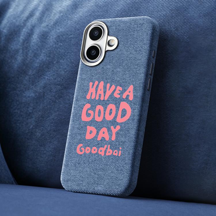 For iPhone 16 Beautiful Series Denim Texture Full Coverage Magnetic Phone Case(Blue)