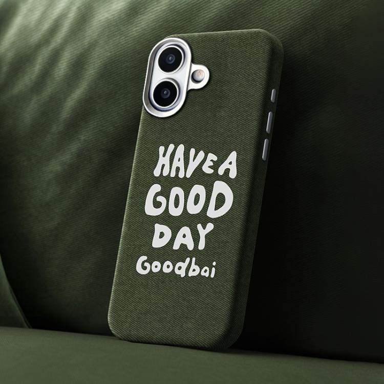 For iPhone 16 Beautiful Series Denim Texture Full Coverage Magnetic Phone Case(Green)