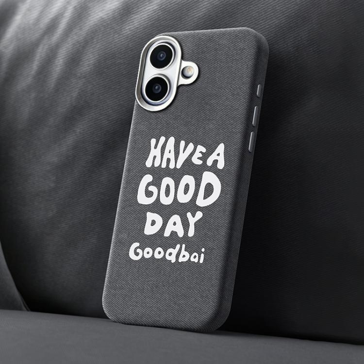 For iPhone 16 Beautiful Series Denim Texture Full Coverage Magnetic Phone Case(Grey)