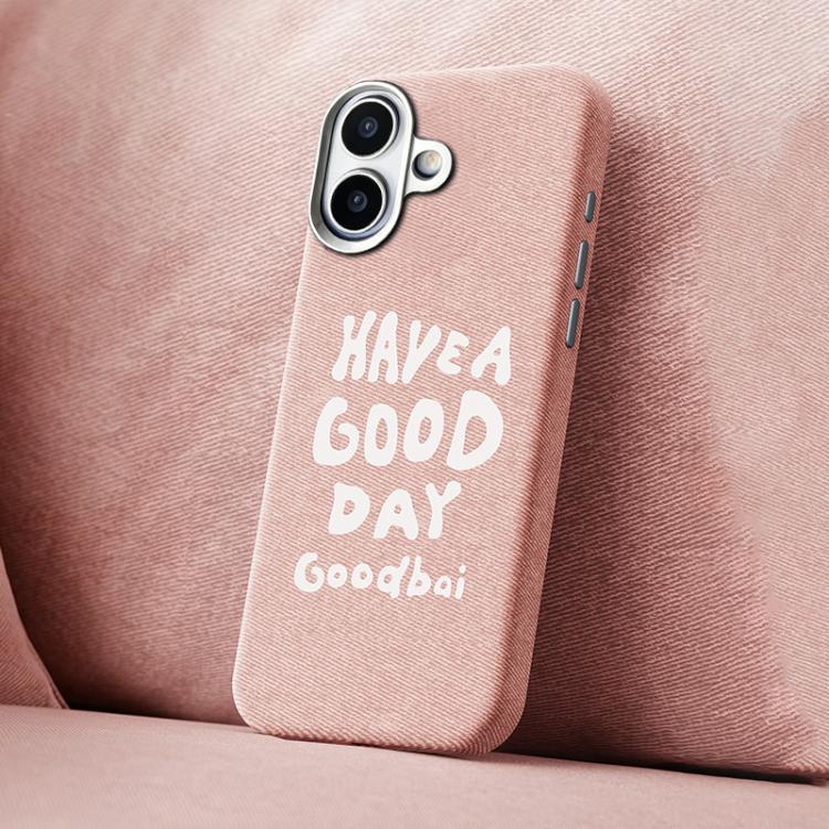 For iPhone 16 Beautiful Series Denim Texture Full Coverage Magnetic Phone Case(Pink)