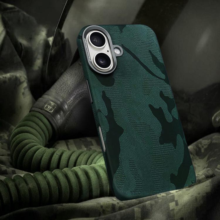 For iPhone 16 Camouflage Full Coverage Magnetic Shockproof Phone Case(Army Green)