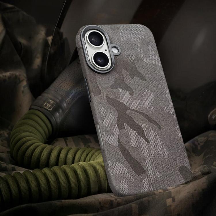 For iPhone 16 Camouflage Full Coverage Magnetic Shockproof Phone Case(Titanium Gray)
