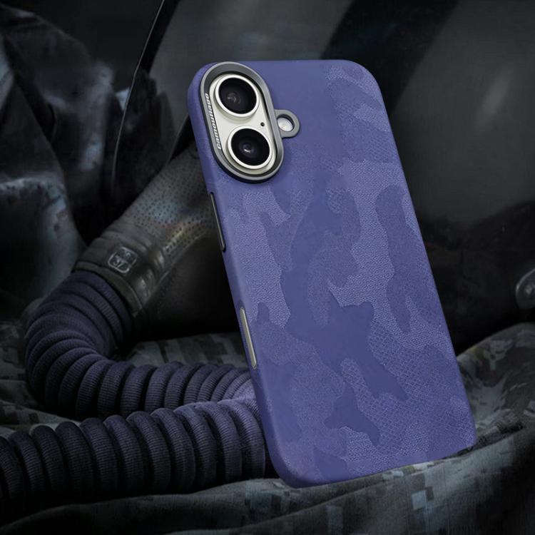 For iPhone 16 Camouflage Full Coverage Magnetic Shockproof Phone Case(Wisteria)